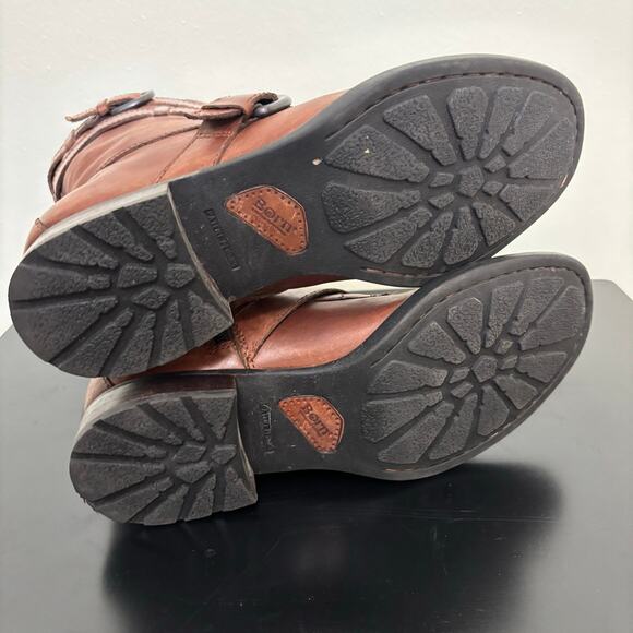 Born Leather Moto Boots Women’s 7.5 Brown Buckle Zip Rugged Comfort - Picture 6 of 8